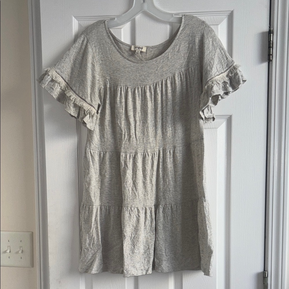 Gray Ruffle Sleeve Dress